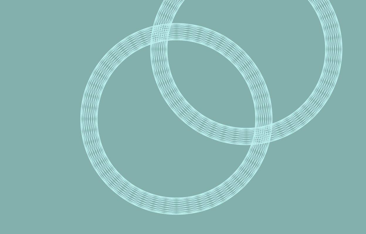 Light blue circular line graphic on a teal background